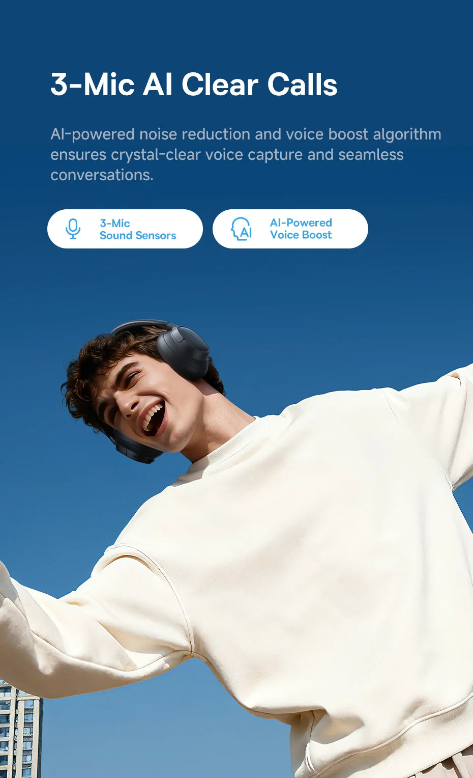Cuffie Wireless ANC Baseus 80H, Auricolari Over-Ear con 95% di Cancellazione del Rumore, Cuffie Bluetooth 6.0 BH1 NC LITE
