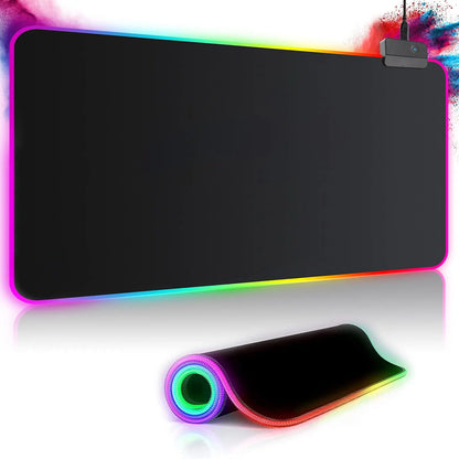 Tappetino per mouse da gaming RGB, formato XXL, extra large, 800 x 300 mm x 4 mm, ideale per giocatori di PC, antiscivolo, impermeabile, per computer e laptop - 14 modalità di illuminazione.