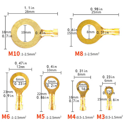 Terminale a crimpare in scatola, connettore elettrico, a forma di U/O, terminazione di giunzione 2,8/4,8/6,3 mm, connettore cavo, pinze di terminazione cavo