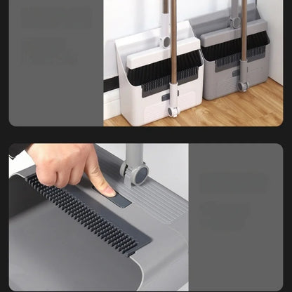 Set 3-in-1 con scopa e paletta, spazzola per pavimenti, kit di pulizia con setole morbide antiaderenti per casa, ufficio, dormitorio, scuola