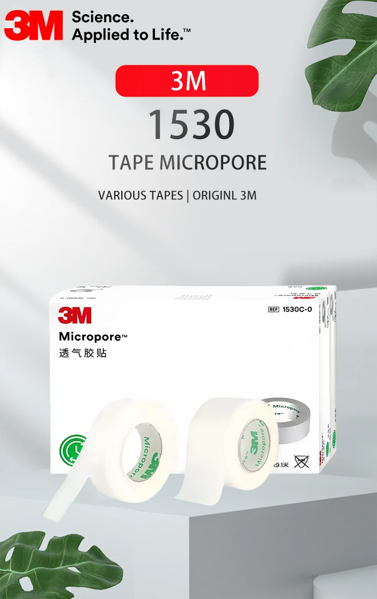 Nastro chirurgico microporoso originale 3M 1530 Nastro ipoallergenico ad adesione delicata bianca altamente traspirante