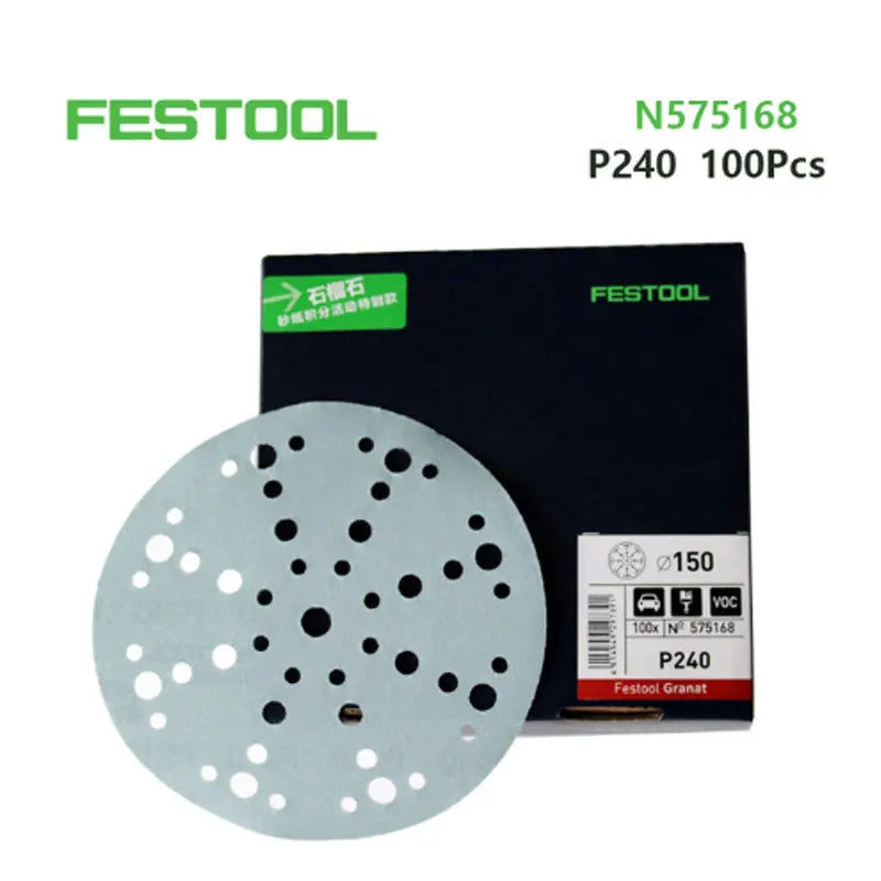 10 PZ Originale Tedesco FESTOOL Azzurro Granato Carta Vetrata Secca 6 48 Fori Circolare Abrasivo Automotive Falegname