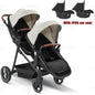 Passeggino Doppio per Bambini da Esterno, Multifunzionale 3-in-1, con Due Seggiolini Auto per Bambini