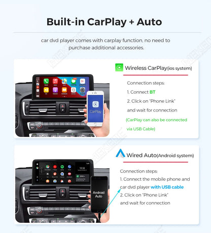 Autoradio Android 2026 con CarPlay Wireless, Android Auto, Mirroring, Navigazione GPS per BMW Serie 5 F10 F11 2011-2017, Schermo Touch da 10,25 pollici, ROM da 128GB, Lettore Video 4K, Schermo con Display per Telecamera Poste