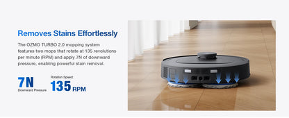 Robot aspirapolvere e lavapavimenti ECOVACS DEEBOT T30e OMNI, non si impiglia sui peli di animali domestici, autonomia di 180 minuti, silenzioso (64 dB), aspirazione da 25000 Pa, base con sistema di svuotamento automatico.