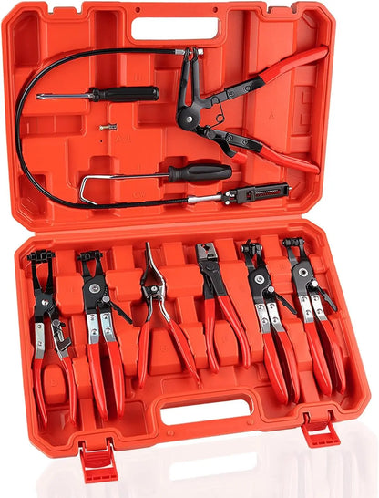 Pinze per fascette stringitubo, set di pinze per fascette stringitubo a lungo portata per filo, set di tubi flessibili per olio combustibile, acqua, strumenti automatici, riscaldatore per radiatore refrigerante e tubo dell'ac