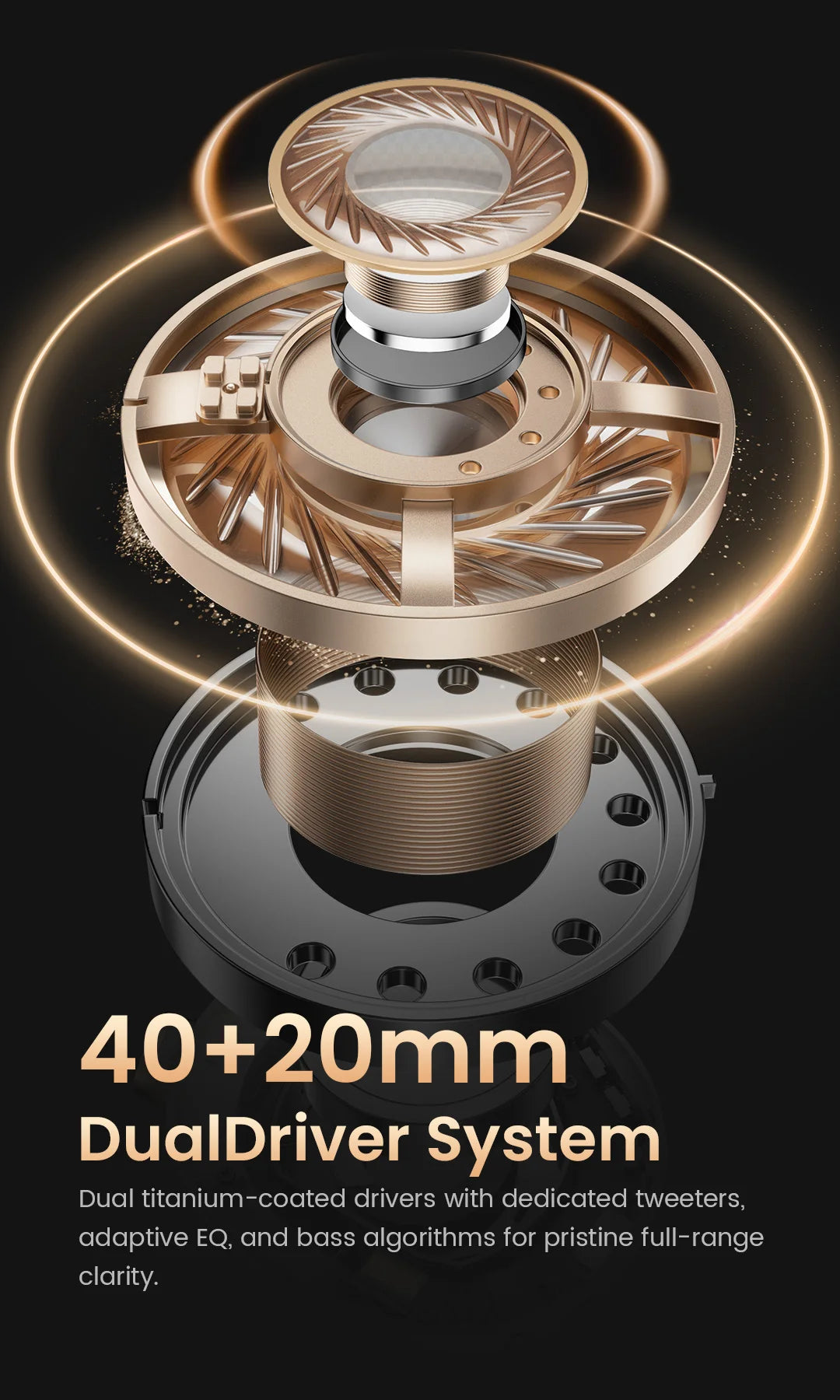 HAYLOU S40 ANC Cuffie wireless Bluetooth 6.0 Audio ad alta risoluzione Cuffie over Ear Auricolari ibridi con cancellazione attiva del rumore da 50 dB