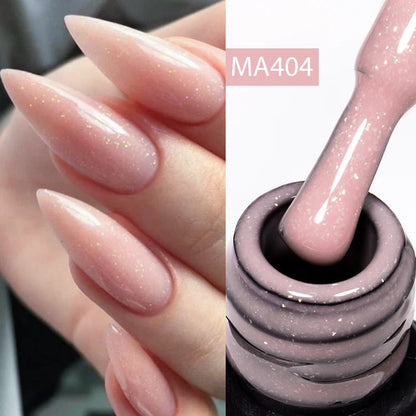 MEET ACROSS 7ml Gelatina Nuda Shimmer Base in gomma Gel Glitter Rosa Viola UV/LED Nail Art Vernis Gel Smalto per manicure Unghie FAI DA TE