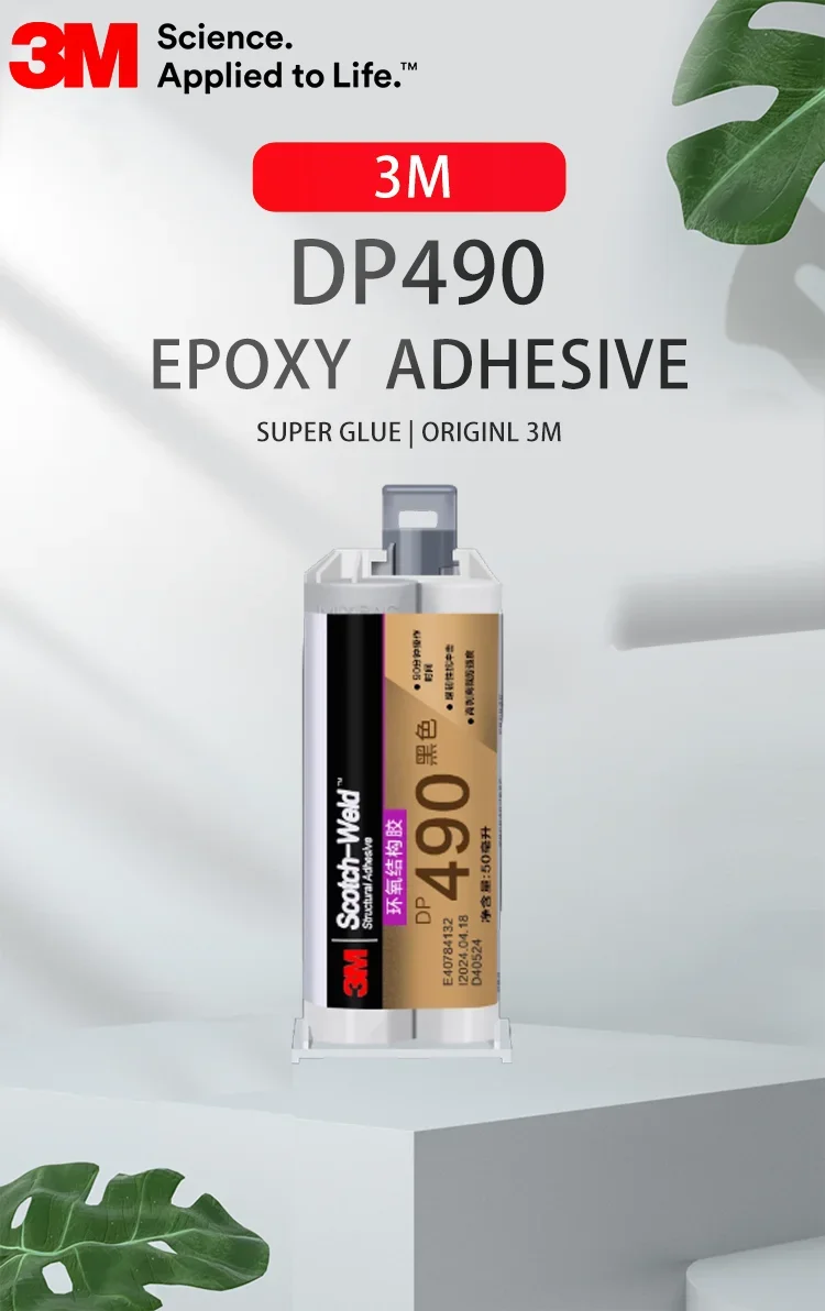 Adesivo Strutturale Epossidico Bicomponente Nero 3M DP490 Scotch-Weld 50mL 2:1 Anti-Scorrimento ad Alta Resistenza per Metallo Composito