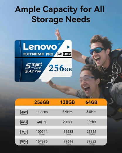 Scheda Micro SD Lenovo 1TB 512GB, scheda SD ad alta velocità 256GB 128GB, scheda TF UHS‑I, scheda di memoria impermeabile per dash cam, telecamere di videosorveglianza, Nintendo Switch.