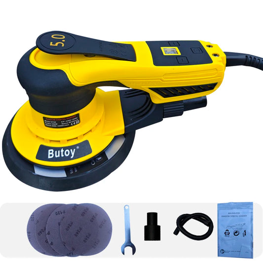 Nuova Levigatrice Senza Spazzole 150MM con Disco di Levigatura e Raccolta Polvere 360W, Lucidatrice Orbitale Casuale Elettrica per Legno