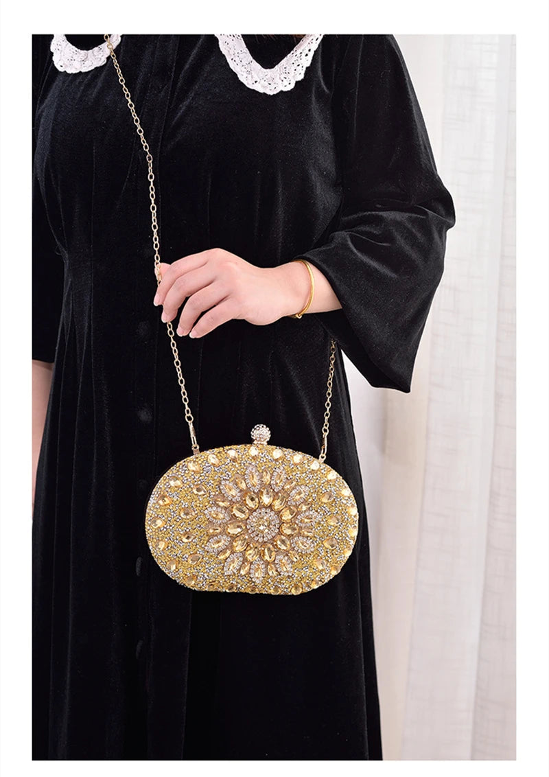 Diamond Crystal Women Make Up Cosmetic Evening Shoulder Messenger pochette borsa per telefono borsa dorata argentea rossa rosa nera