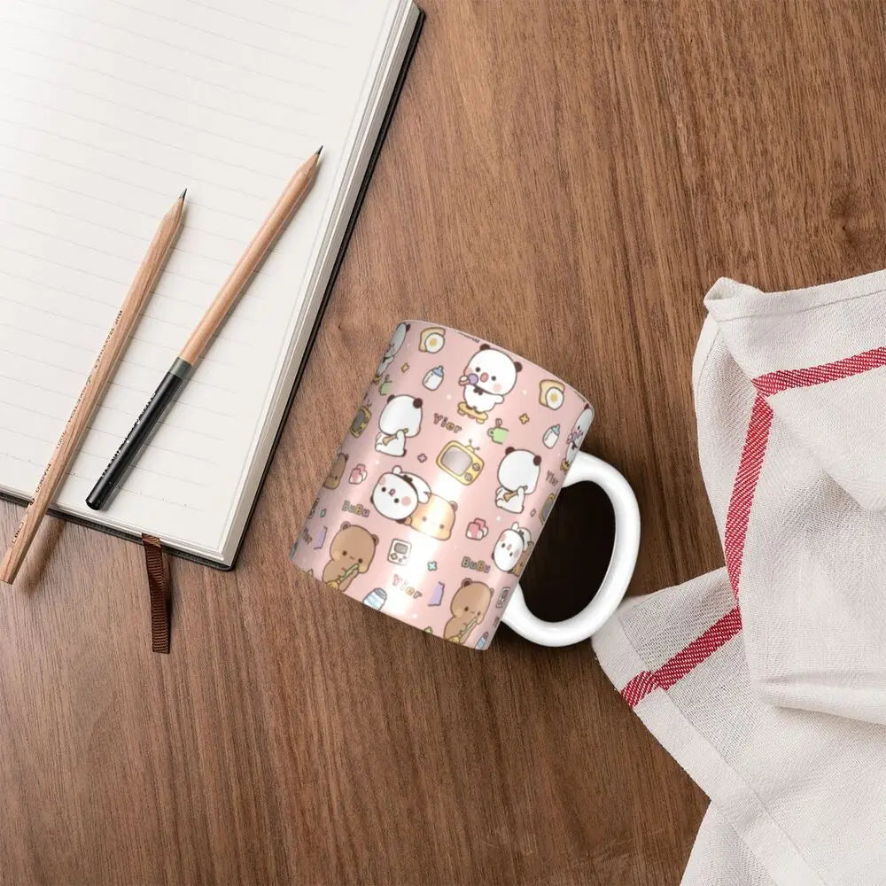 Tazze personalizzate per coppia Bubu Dudu Panda e Brownie Bear Tazza da caffè per tè al latte in ceramica fai-da-te