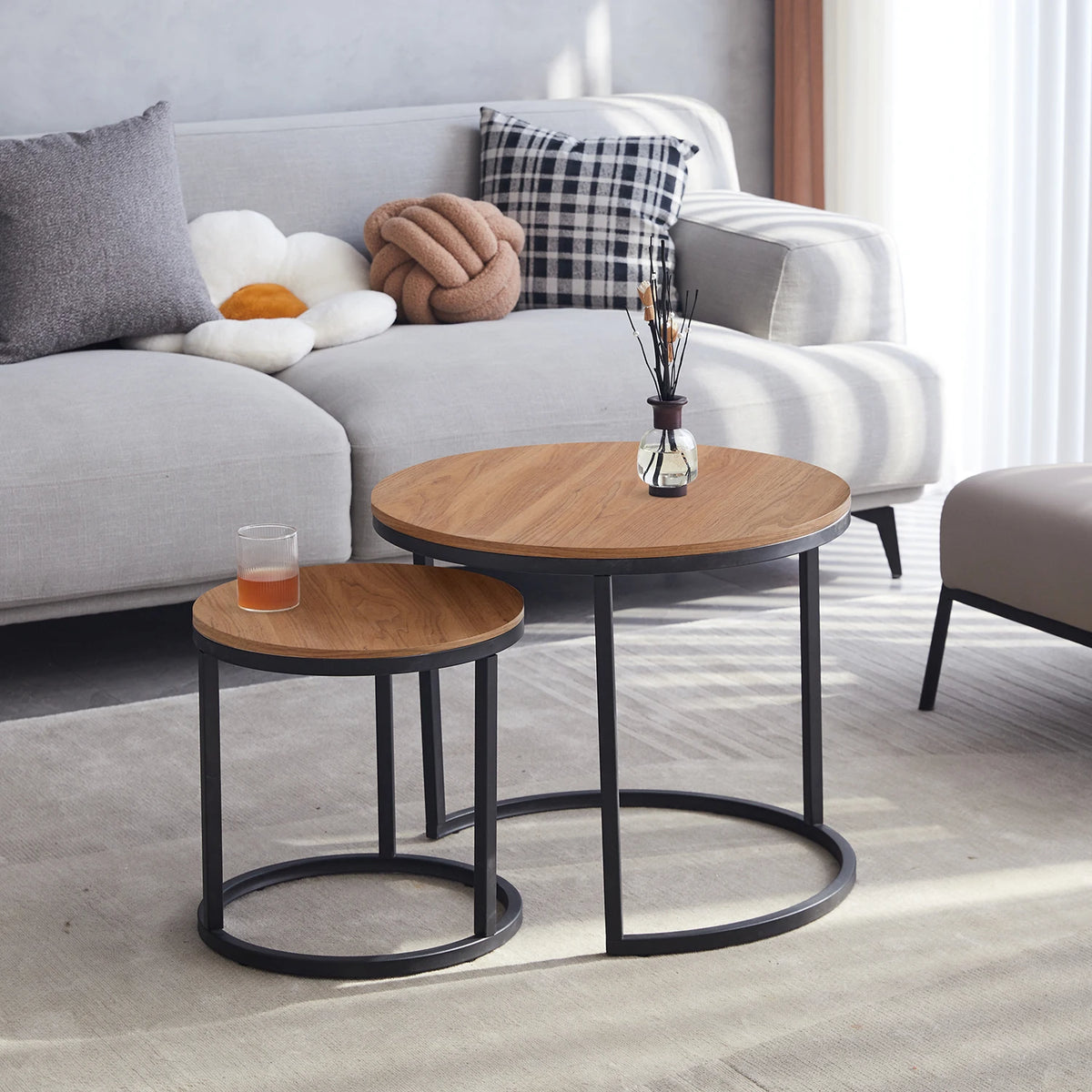 2 pezzi tavolino nordico 2 in 1 combinazione rotonda tavolo da tè per ufficio moderno e minimalista divano per la casa Ins tavolino soggiorno