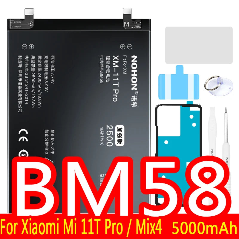 NOHON Batteria Per Xiaomi Mi 10 9 8 11T Pro 10T 11 Lite 12 12S 12X 13 6 5 MAX MIX 4 3 2 2S BM4R BM53 BM55 BM58 BM59 BP42 Batteria