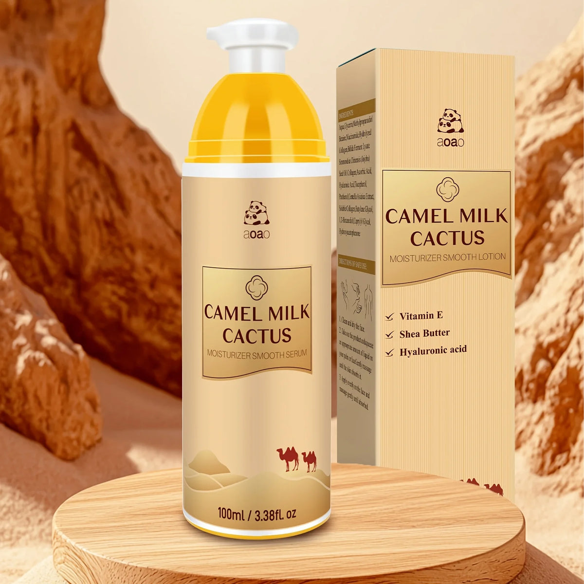 Lozione Corpo al Latte di Cammello con Olio di Avocado e Acido Ialuronico, Emulsione Idratante ad Alta Idratazione, Crema Corpo Nutriente per Pelle Secca, Adatta per Viso e Corpo, 100ml