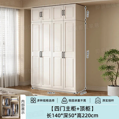 Armadio in stile crema per camera da letto, facile da montare, ideale per piccoli appartamenti, armadio in legno, mobile contenitore per stanze in affitto.