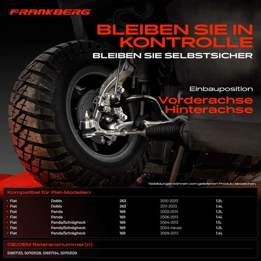 Braccio di Controllo 2X Frankberg per Sospensione Ruota Asse Anteriore Sinistro Destro per Fiat Doblo Cargo Panda Kasten/Schrägheck dal 2003 50703129