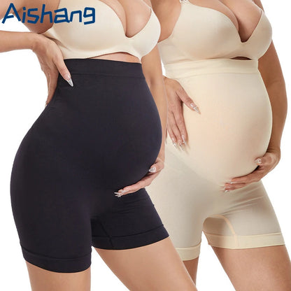 Pantaloni premaman senza cuciture a vita alta Donne incinte Comode mutandine di sicurezza Mutandine da donna Gravidanza Leggings corti Intimo