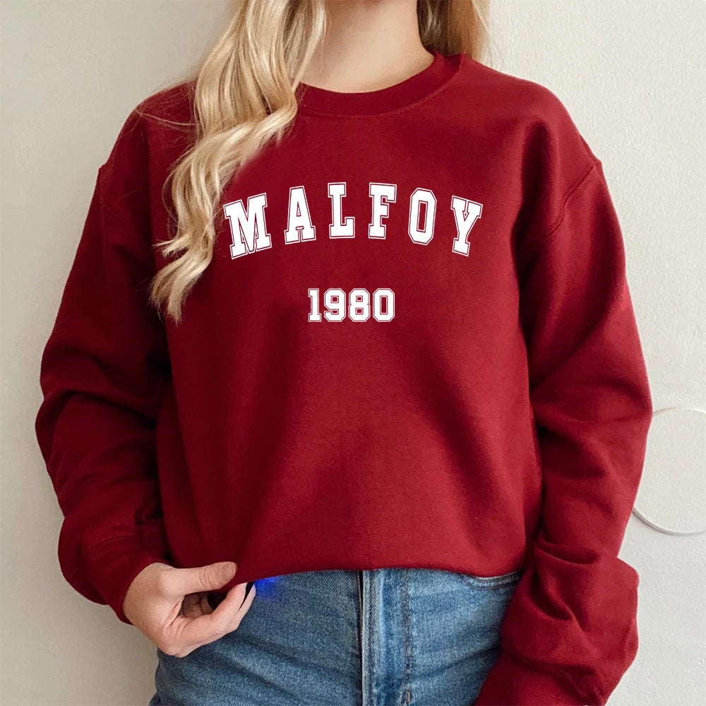 2025 Felpa Draco Malfoy Film Magico HP Wizard World Pullover Vintage Wizard School Retro Malfoy 1980 Felpe girocollo