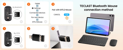 Custodia per Teclast P30T, tablet Android 16, 10,1", 16 GB (3 GB + 13 GB) di RAM, 128 GB di ROM, processore a 8 core, tastiera, custodia, mouse, penna, cuffie, supporto.