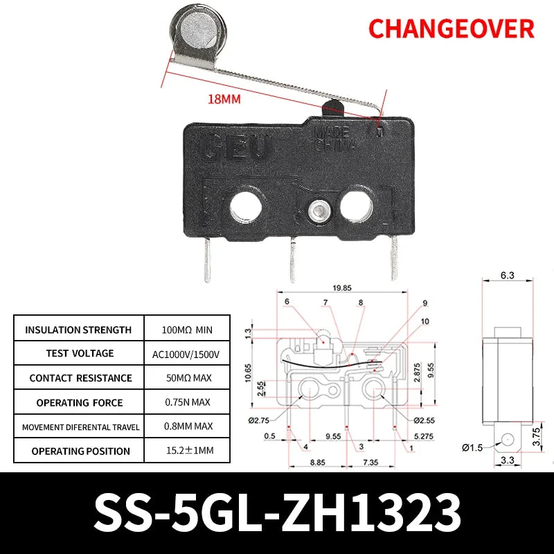 10/50/100PCS SS-5Gl NO/NC/Microinterruttore subminiaturizzato di commutazione, microinterruttore di finecorsa a 3 terminali precablato a 2 terminali