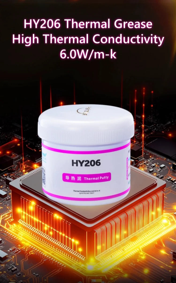 Pasta Termica Originale Halnziye HY206 6.0W/m-K Sostitutiva dei Pad Termici per Raffreddamento CPU GPU VRAM Laptop