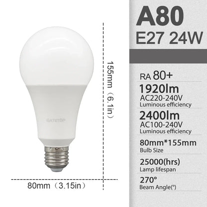 10 Pezzi Lampadine LED E27 B22 da 24W 20W 18W 15W 12W 10W 3W, AC 220V 110V 3000K 6000K, Lampada per Soggiorno e Casa