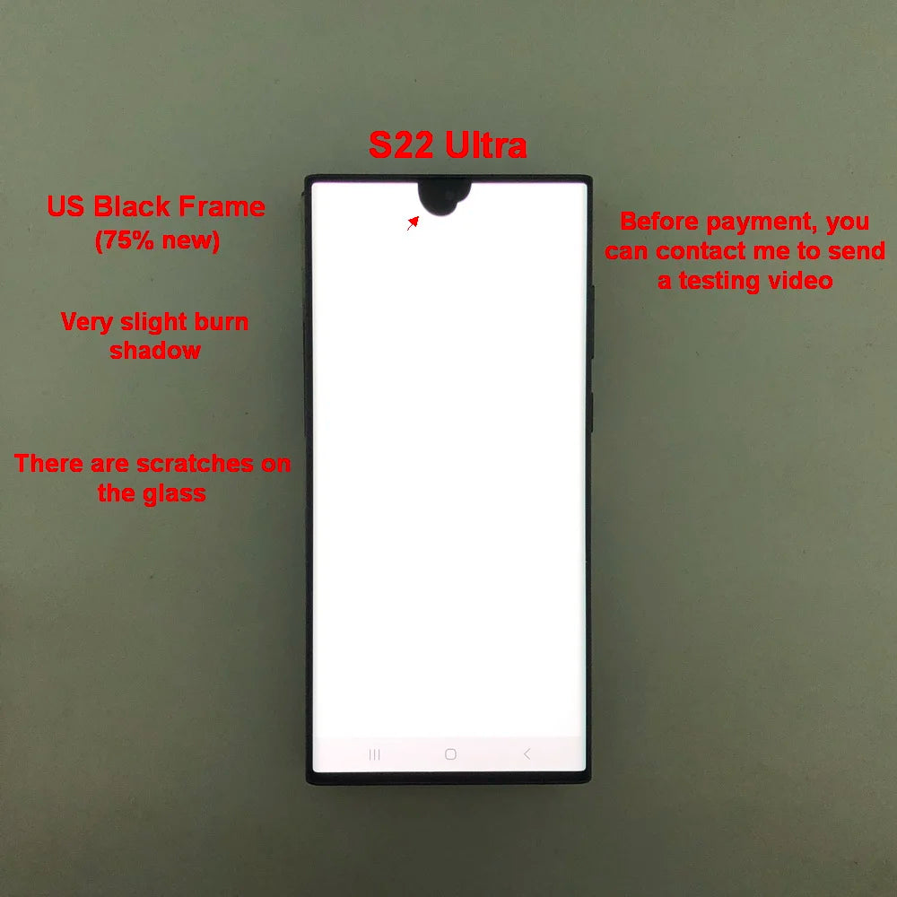 Display Super AMOLED per Samsung Galaxy S22 Ultra LCD SM-S908 S908U S908E, Schermo Touch Digitizer di Ricambio con Difetti
