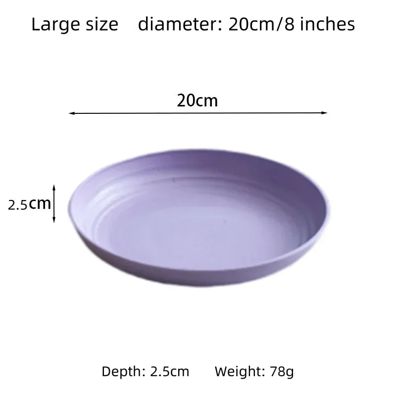 Set di 5 piatti colorati in paglia di grano, piatto per verdure, piatto per frutta, piatto da insalata in stile nordico, stoviglie, piatto in plastica per uso domestico