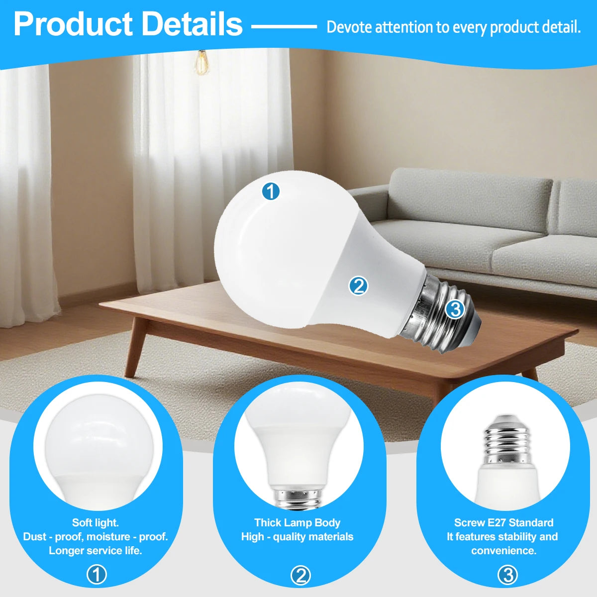 Confezione da 6/8/10 Lampadine LED E27 AC 220V 230V, 90LM/W CRI90 3W-24W, Illuminazione Bianca Calda/Fredda 3000K/4000K/6000K per Uso Domestico