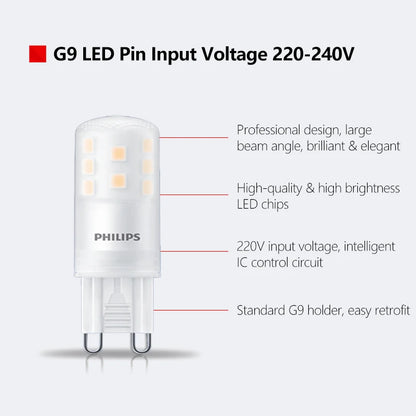 Lampadina LED Philips G9 1.9W 2.7W 3.7W 4W CorePro Capsule Pin 2700K Bianco Caldo 220-240V, Lampadina Decorativa in Cristallo, Sostituzione per Alogena G9