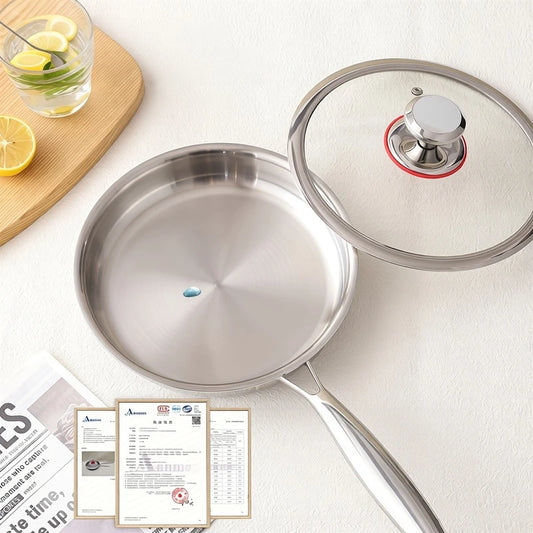 Padella da cucina in acciaio inossidabile 304 di alta qualità, diametro 22 cm/24 cm, pareti extra spesse, rivestimento antiaderente che non si attacca, facile da pulire.