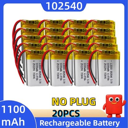 Batteria al litio 3,7 V 102540, 1100 mAh, batterie polimeriche + scheda di protezione PCB per localizzatore GPS, dispositivi MP3/MP4, batteria ricaricabile.