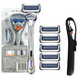 Rasoio manuale Gillette SkinGuard con 2 lame sottili Nano, pettine Skin Guard e strisce lubrificanti per pelli sensibili e acneiche, ideale per principianti.