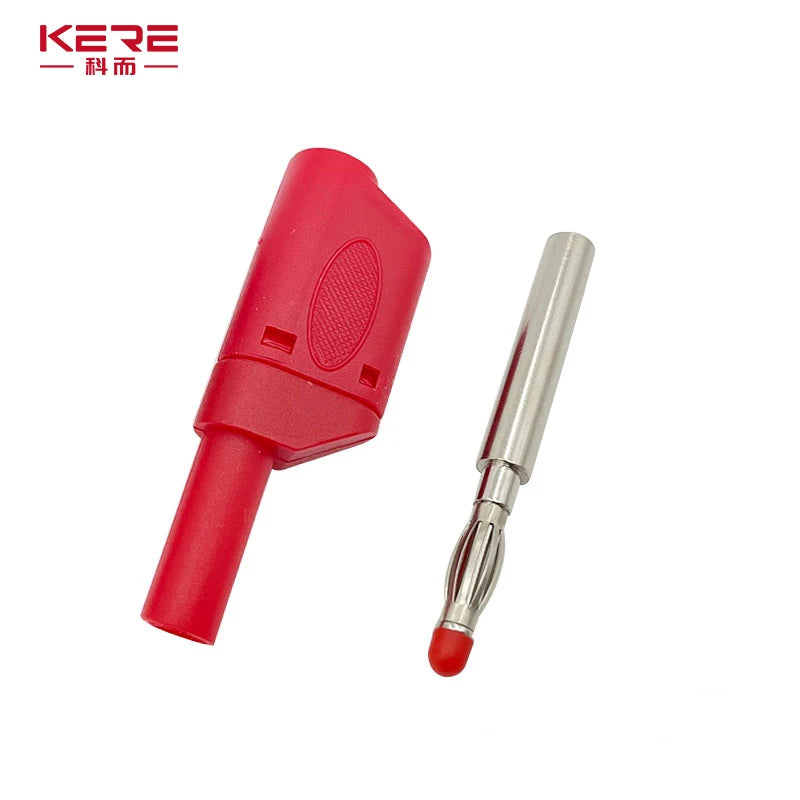 20 pz/4mm maschio guaina retrattile impilabile spina a Banana avvolto completamente isolato filo di sicurezza connettore a saldare nero rosso