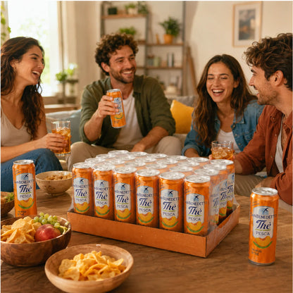 Tè alla Pesca San Benedetto - 24 Lattine x 330ml - Tè Freddo Rinfrescante con Acqua Minerale Naturale