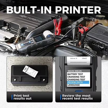 TOPDON BT300P Tester per Batterie Auto 12V 24V, Tester di Carico Automobilistico 100-2000 CCA con Stampante Integrata, Strumento Diagnostico per Sistema di Avviamento e Ricarica, Analizzatore per Batterie AGM, Gel, EFB e a Pi