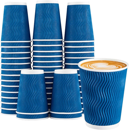 Bicchieri da Caffè Usa e Getta da 12OZ, Bicchieri di Carta Isolati con Parete Ondulata in Kraft per Bevande Calde o Tè, Acqua Calda