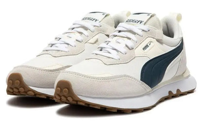 Scarpe sportive Puma Rider Fv Pop Fs in nylon e camoscio, resistenti all'usura, modello basso, per il tempo libero, sneakers bianche e blu 391925-03