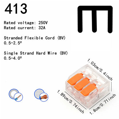 Terminali plug-in rapidi di tipo universale arancione da 10-75 pezzi, connettori per apparecchiature elettriche, terminali per connettori per cavi, 250 V/32 A