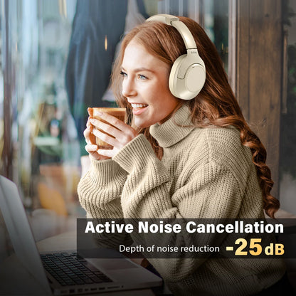 FIFINE Cuffie wireless Bluetooth per telefono/al pad, cuffie over-ear con cancellazione attiva del rumore per musica/gioco, portatili, 65H-X3