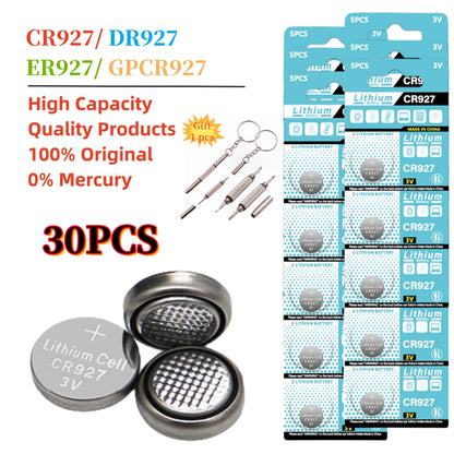2-50 pz 3 V CR927 38 mAh Batteria Al Litio CR 927 Per Il Controllo Remoto Luce Laser Giocattolo Orologio Orologio Mouse DL927 BR927 pulsante pila a bottone
