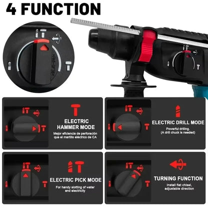 Martello Perforatore Rotativo Cordless Makita DHR242 18V Originale al 100%, Senza Spazzole, 24mm per Calcestruzzo, 4700 IPM, 3 Modalità, Professionale per Lavori Pesanti