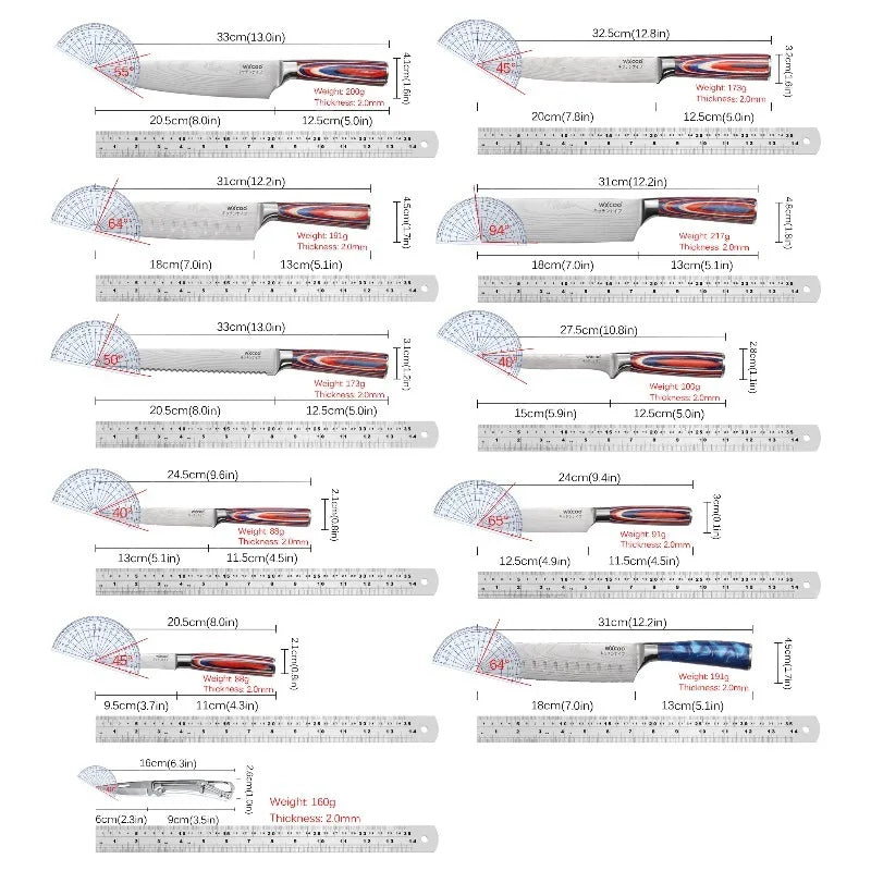 Set di 12/20 coltelli da chef in acciaio inox per pane, frutta e disossamento, leggeri e facili da usare, ideali come regalo per le festività per uomini.