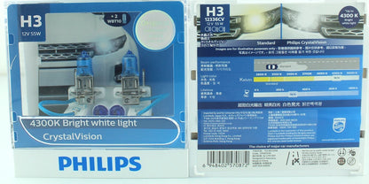Philips H4 H7 H11 HB3 HB4 H8 H1 H3 9005 Crystal Vision Faro alogeno per auto 4300K Bianco brillante 5000K Diamond Vision Lampade automatiche