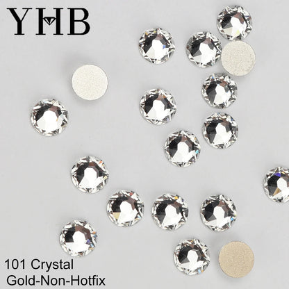 Cristalli YHB Bright Series Crystal AB Dazzling Hotfix Nonhotfix con elettroplaccatura, strass piatti Hotfix per scarpe, borse e abbigliamento.