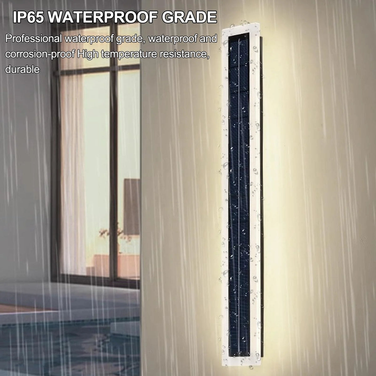 Lampade da parete solari per esterni IP65 LED impermeabile lungo 60 cm, paralume in acrilico 10 W per montaggio a parete per portico, patio, ingresso