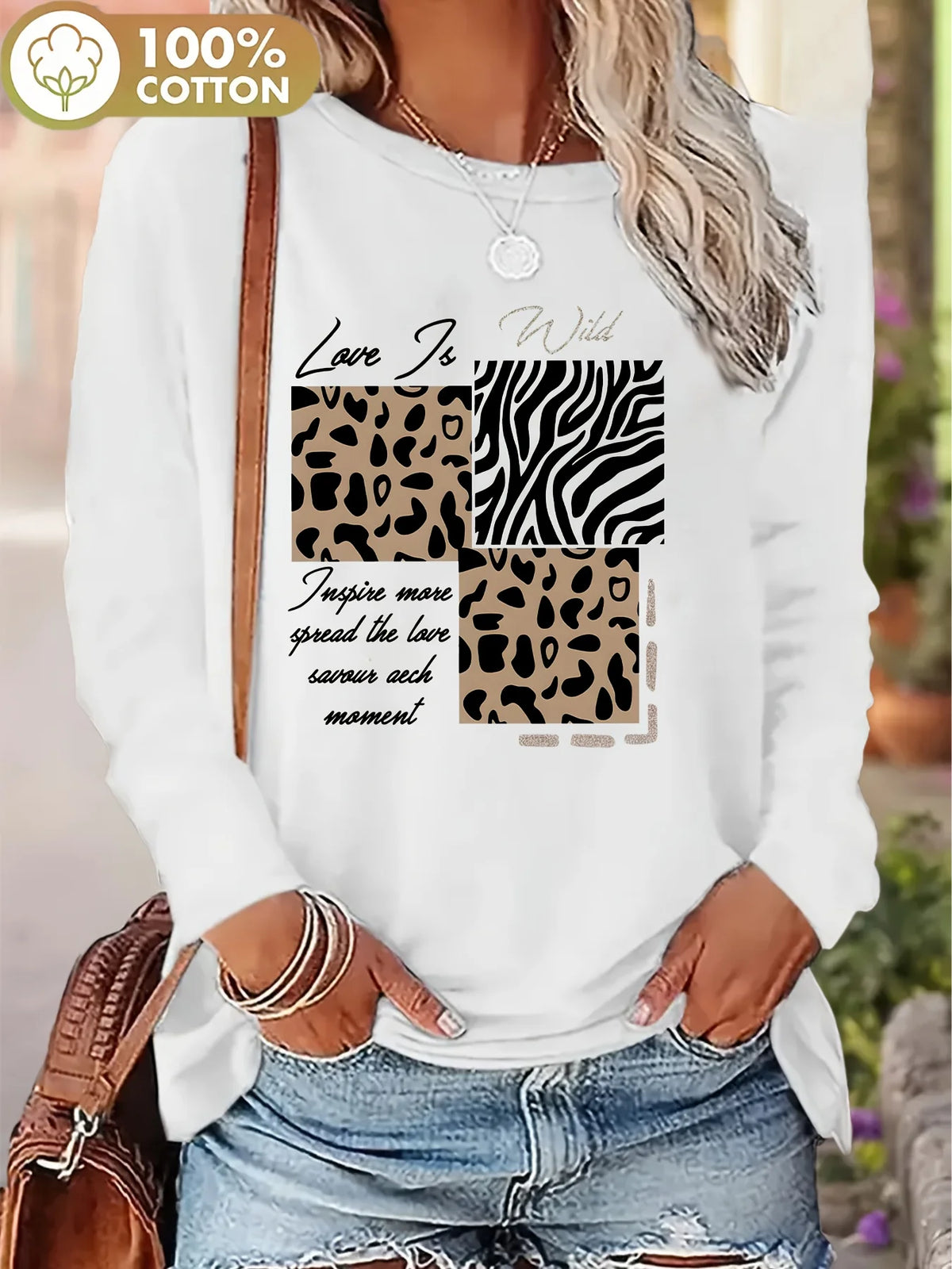 T-shirt da donna in 100% cotone, modello slim, a maniche lunghe, top bianco sottile, maglietta da donna