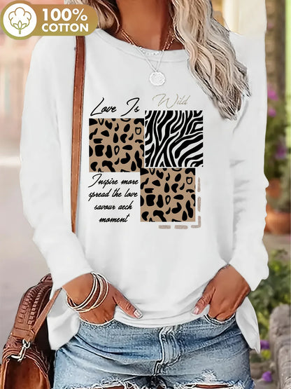 T-shirt da donna in 100% cotone, modello slim, a maniche lunghe, top bianco sottile, maglietta da donna